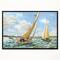 Designart - Vintage Boats Sailing - Seascape Painting Canvas Art Print in Black Frame
